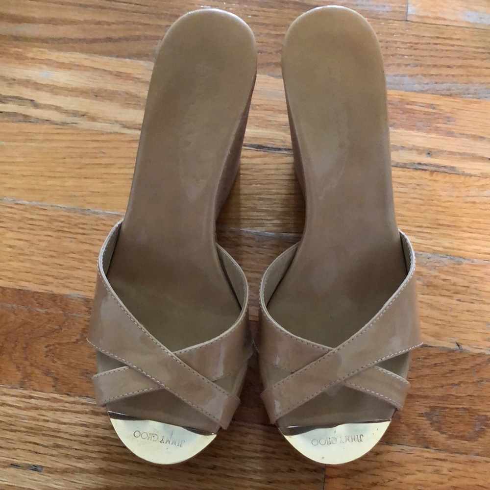 Jimmy choo tan wedges